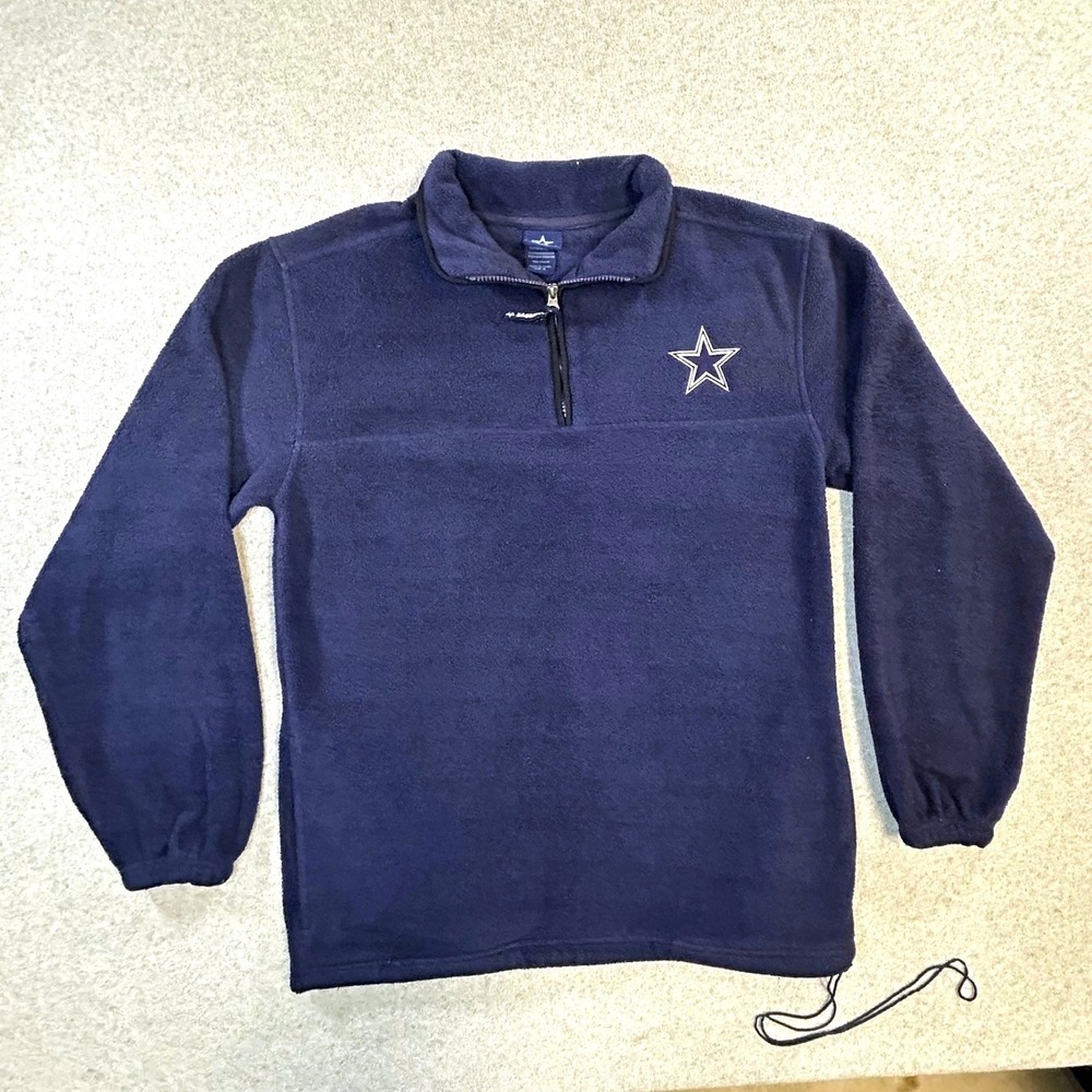 Dallas Cowboys Fleece Pullover Mens M Navy 1/4 Zip NFL Football Athletic Gear